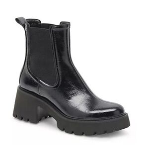 Dolce Vita Hawk H20 Lug Chelsea Booties Midnight Crinkle Patent Size 7.5